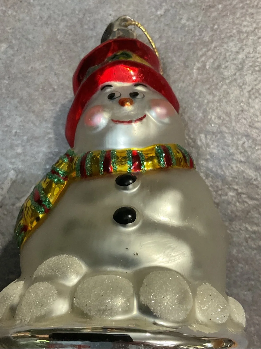 Festive Red & White Snowman Holiday Ornament